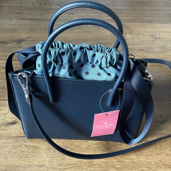 KATE SPADE-NWT Alice In Wonderland Navy Leather Handbag - Picture 9 of 16